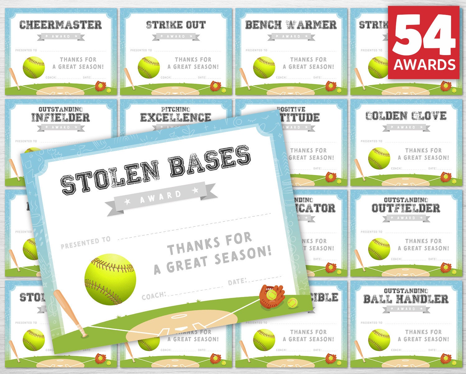 Editable Softball Award Certificates Award Ceremony Etsy UK