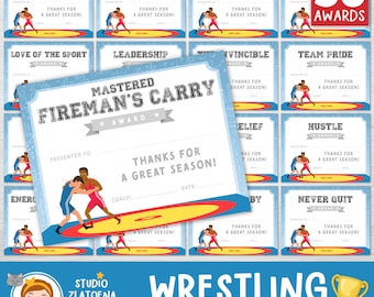 Editable Wrestling Award Certificates, Award Ceremony Certificates, End of season Wrestling awards, Printable Participation Awards, Team