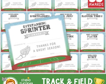 Editable Track and Field Award Certificates, Award Ceremony Certificates, Printable End of season Track awards, Sports Runner Certificates