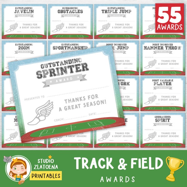 Editable Track and Field Award Certificates, Award Ceremony Certificates, Printable End of season Track awards, Sports Runner Certificates