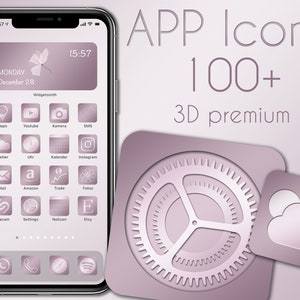 App Icons pink | 150+ Premium Iphone Apple and Samsung App Icons | pink | pink | Love | Spring gold ios14 3D premium