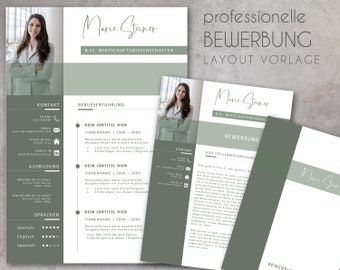 Resume template, professional resume template for Word & Pages, simple, layout, design, CV template, instant download German green