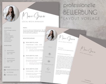 Resume template, professional application template complete for Word, Pages modern easy, layout, CV template immediately download German