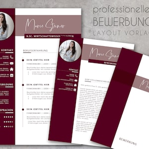 Op de afbeelding: Een bordeauxrode en witte cv-sjabloon met een professionele lay-out. De sjabloon bevat secties voor contactgegevens, opleiding, werkervaring en vaardigheden. De sjabloon is ontworpen om te worden gebruikt voor sollicitaties.