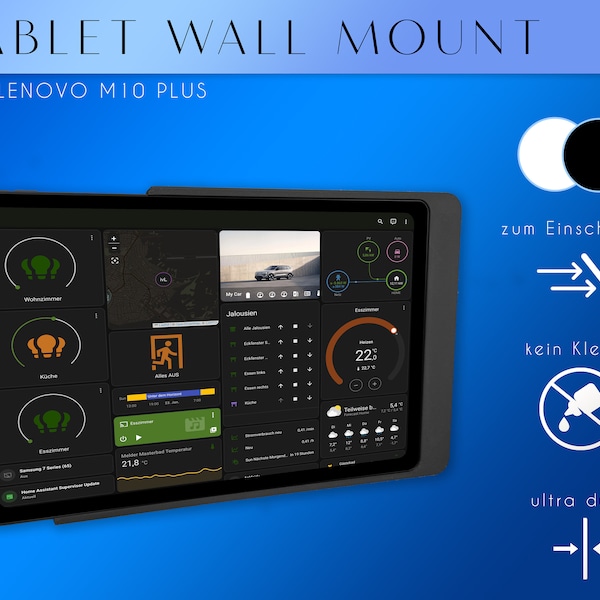 Lenovo M10 Plus Wandhalterung 3rd Gen | Design Wandhalterung | Tablet Wall Mount, Smarthome, schmal, modern, weiß oder schwarz