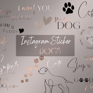 Instagram Sticker Dog rosegold 70+ | Pets | Story Sticker | Clipart | Dogfluencer | Dogmum | Instagram Elements | Sticker