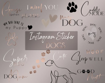 Instagram Sticker Dog rose gold 70+ | Pets | Story Stickers | Clipart | Dogfluencer | Dogmum | Instagram Elements | Stickers