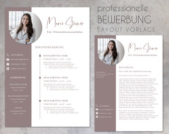 Resume template, professional resume template for Word and Pages, modern simple, layout CV template, instant download German oldrose