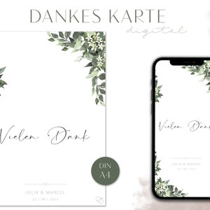Tarjeta de agradecimiento Wedding | Tarjeta de reconocimiento Digital personalizable | | de palabras | disponible inmediatamente | digital Alemán