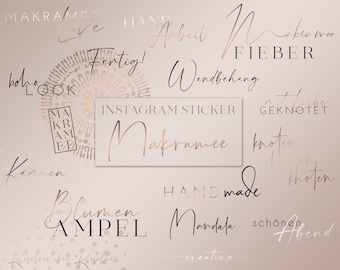 Instagram Sticker Macrame rosegold 50+ | Handmade| Story Sticker | Clipart | Knot| Model | Instagram Elements | Boho