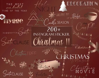 200+ Christmas Instagram stickers | Rose gold | Santa snow | Instagram story stickers | Vacation | Fashion | Clipart | Decoration Backgrounds