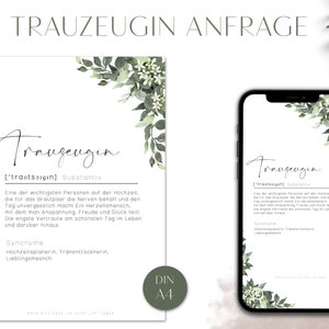 Trauzeugin Anfrage Karte Einladung Hochzeit | Definition Duden | Glück | Beste Freundin | Erinnerung | Digital Deutsch Din A4 Phone