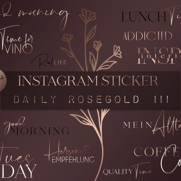 Rose Gold Instagram sticker Daily Mix Part III 120+ | Boho | Beauty | Instagram story stickers | Summer | Vacation | Fashion | Basic