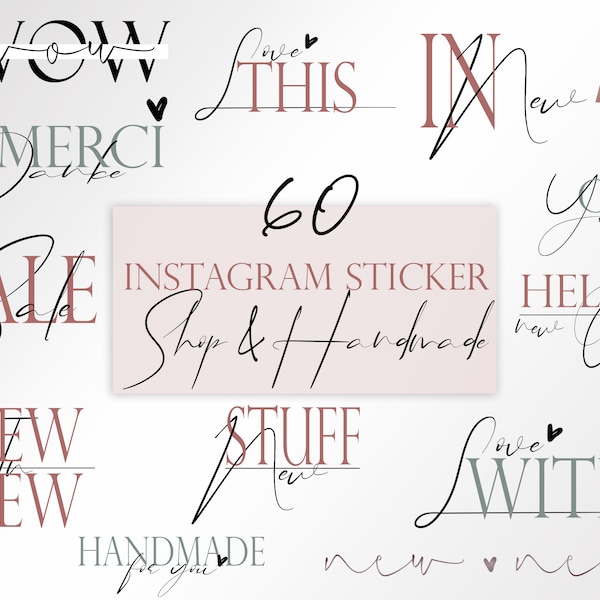 60 Instagram sticker | Shop | Onlineshop | Handmade | Instagram story stickers | Sommer | Fashion | Basic | Clipart | Business