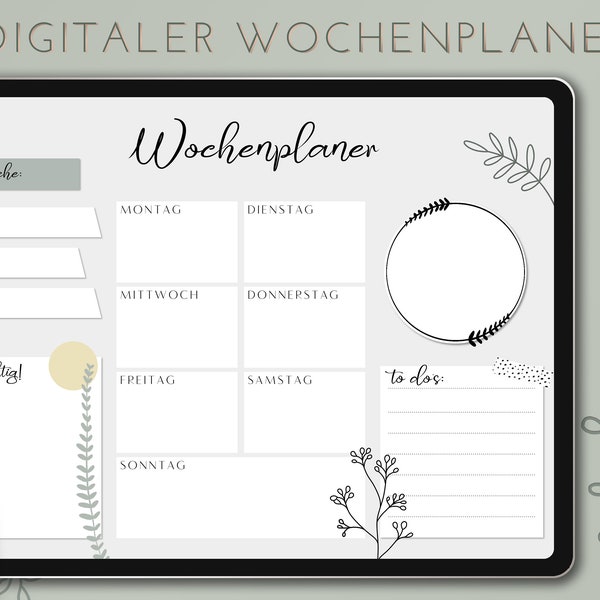 Digital weekly planner daily planner neutral | planner | Goodnotes & Notability endless desk pad to-do list meal plan ipad