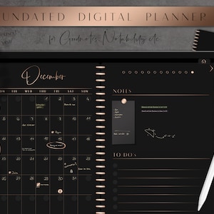 Undated Digital Planner Dark Mode , GoodNotes planner, Notability planner, Planner , iPad planner, Android , Calendar english gold