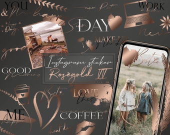 180+ rose gold Instagram sticker Part II | Boho style | Tropical | Instagram story stickers | Summer | Beach | Vacation | Fashion | basic
