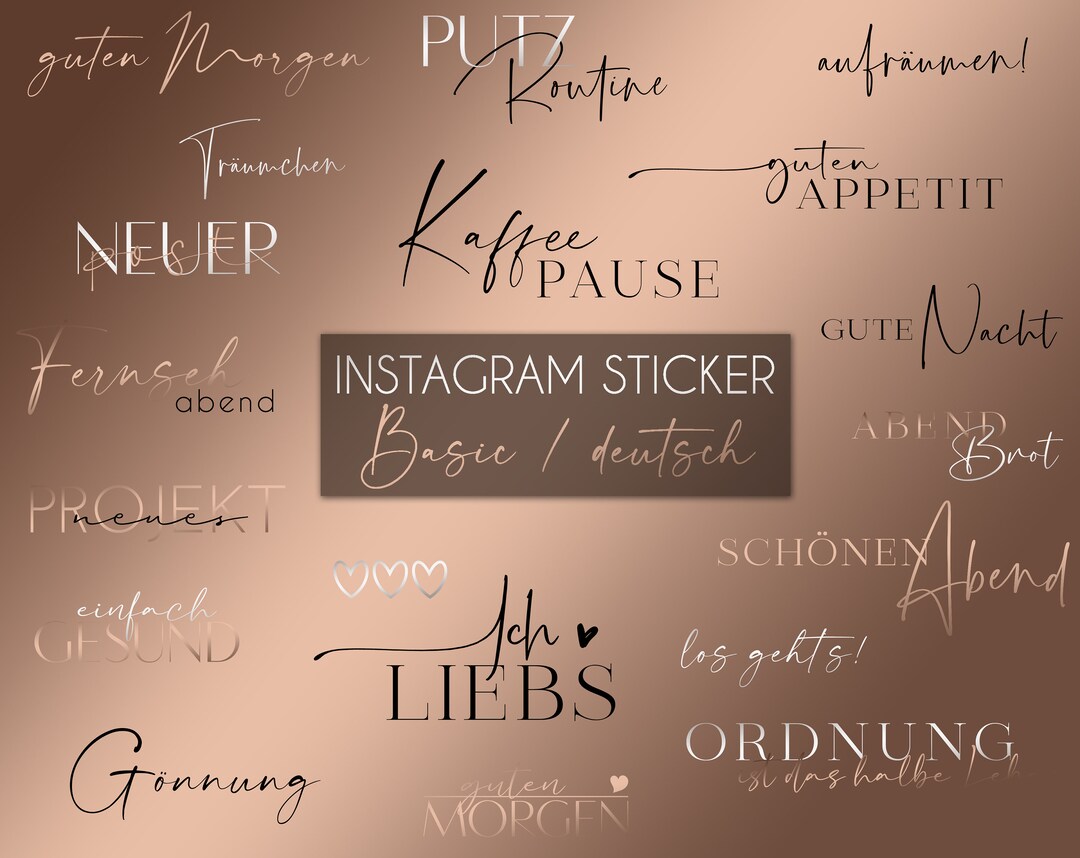 Instagram Story Sticker Basics German Rose Gold Weekdays | Basic ...