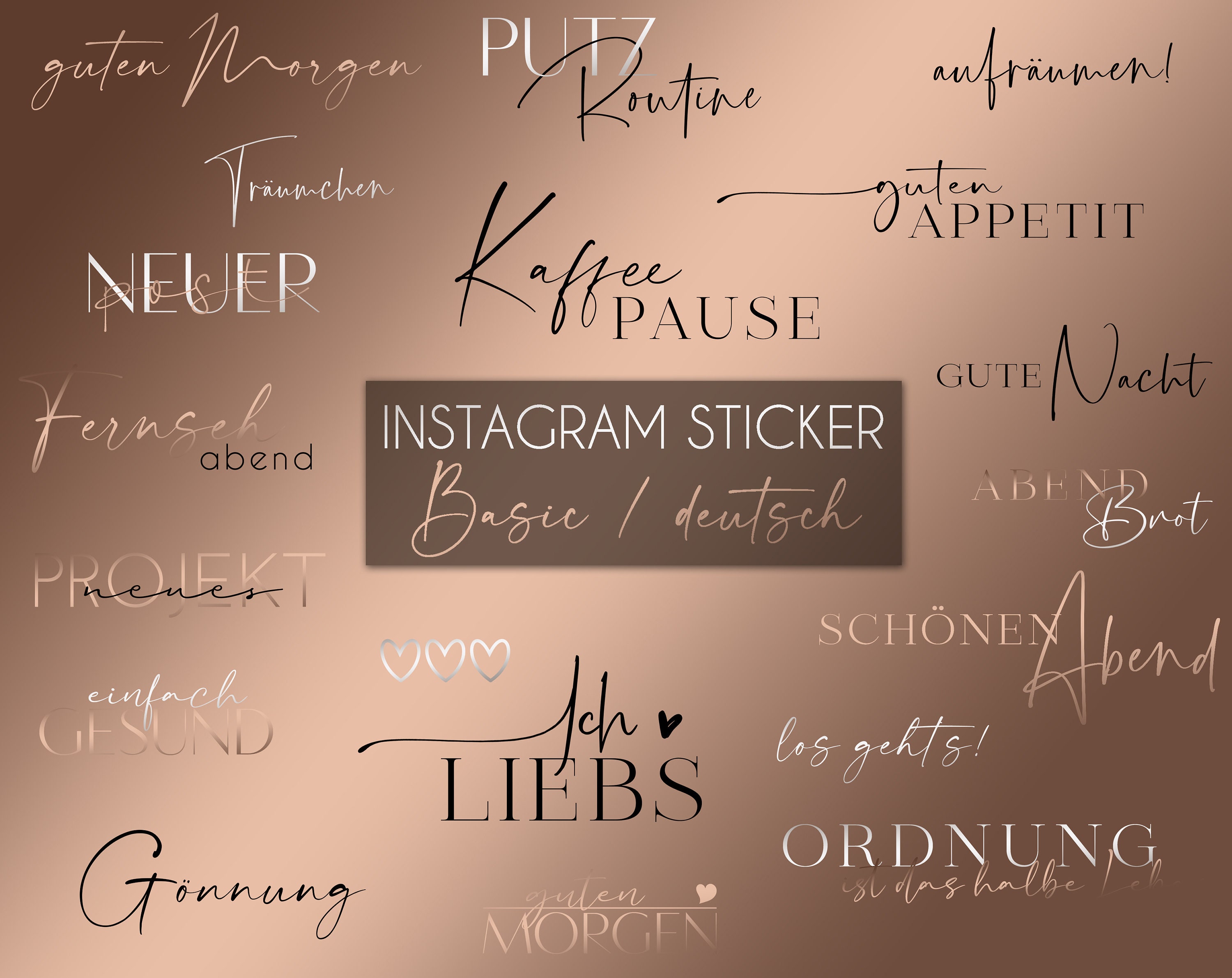 Instagram Story Sticker Basics german rosegold weekdays | Basic | dai…