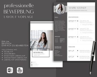 Resume Template, Professional Resume Template for Word and Pages, Modern Simple, Layout, CV, Instant Download German Gray Sample