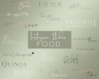 Instagram Story Sticker Food basic rosegold vegan dinner baking | Basic | daily | starter | Weekdays , modern , font , Words , german