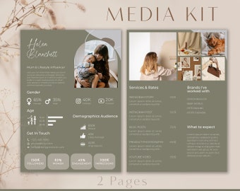 KIT DE MEDIOS Plantilla Canva de 2 páginas| Kit de medios de Instagram| Plantilla de hoja de tarifas de influencers| Kit de prensa para blogueros | Plantilla de Facebook Tiktok Instagram