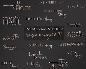 Instagram Story Sticker Basics rosegold IV | Basic | daily | starter | Weekdays , modern , Font , Words , English Summer