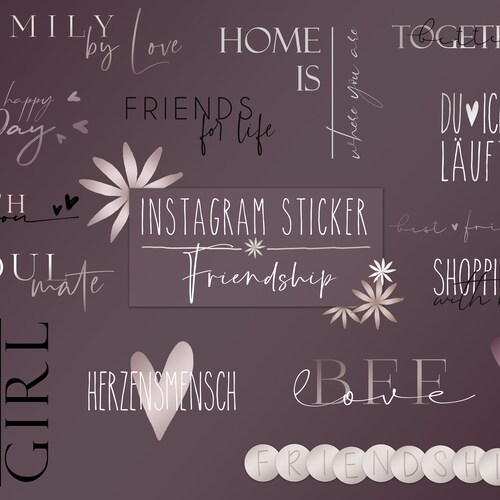 Drawing & Illustration Clipart 160+ Winter Instagram sticker Rose gold