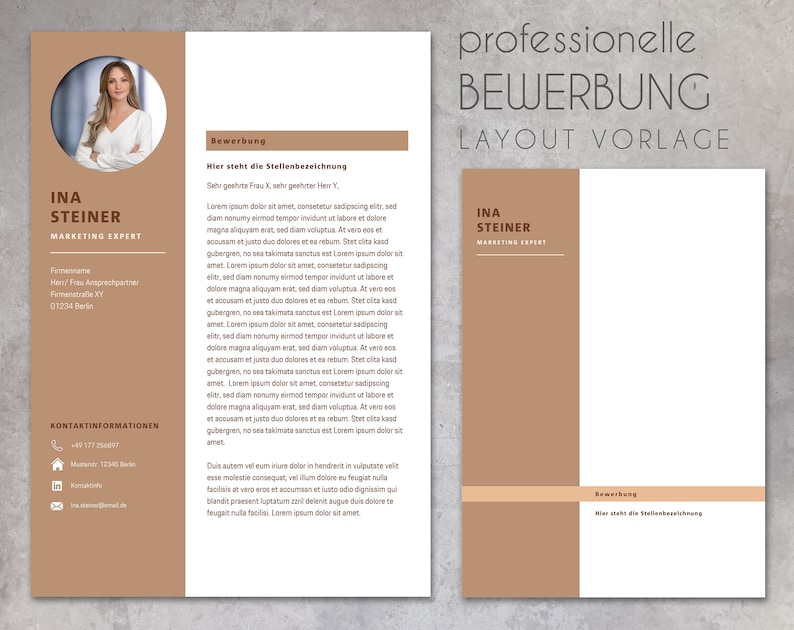 Resume template layout instant download german beige CV template design modern simple professional resume template for Word