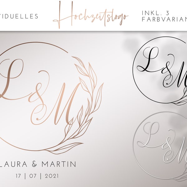 Individuelles Hochzeitslogo Logo Design rosegold, Premade personalized, Wedding Monogram, Couple Logo, Monogram, Design, Save The Date