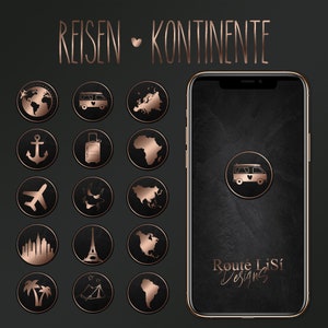 140 Instagram Highlight Icons | Instagram Highlight Cover | Rose gold and black slate | STICKER Pack for Instagram blogger, influencer