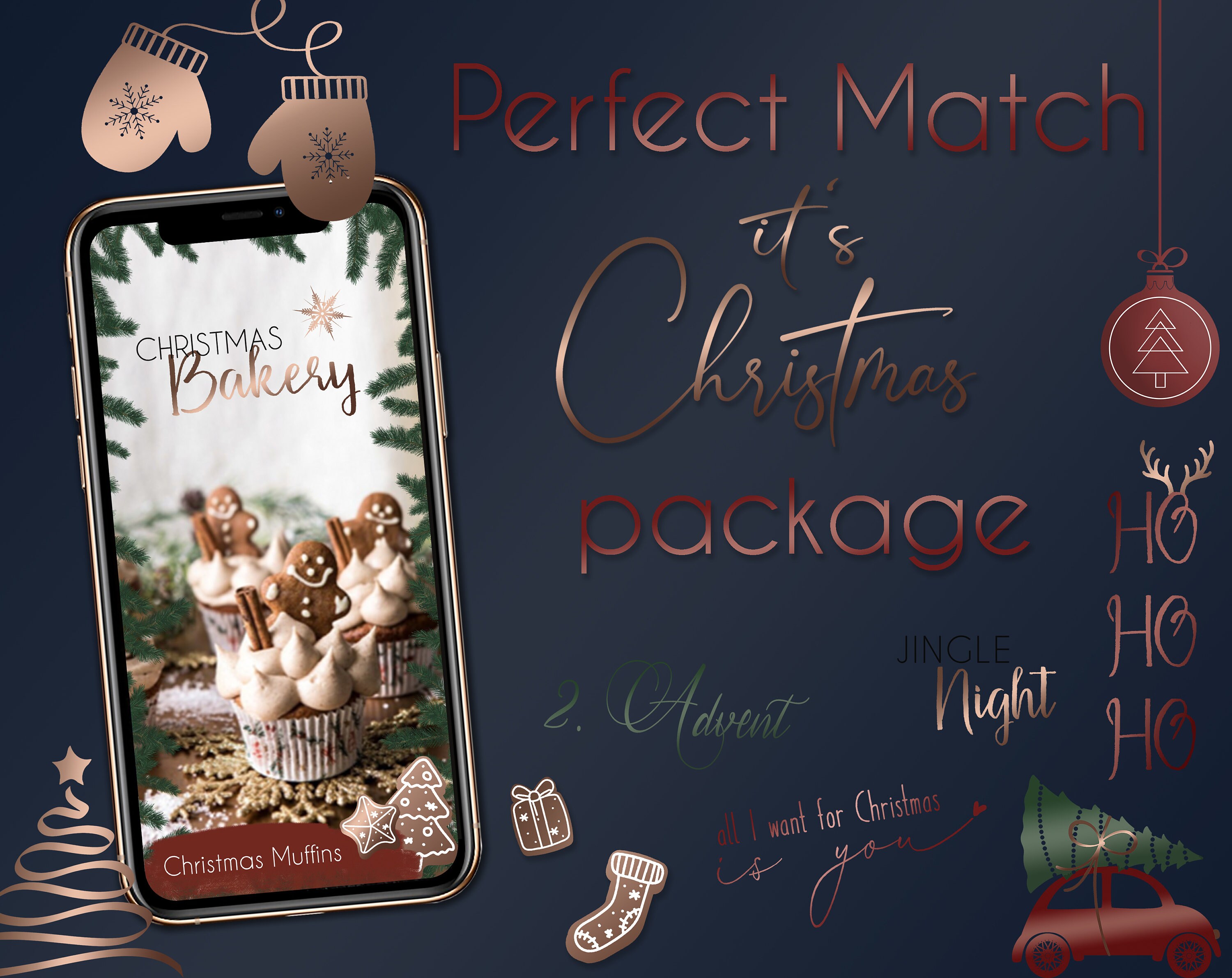 Drawing & Illustration Clipart 160+ Winter Instagram sticker Rose gold