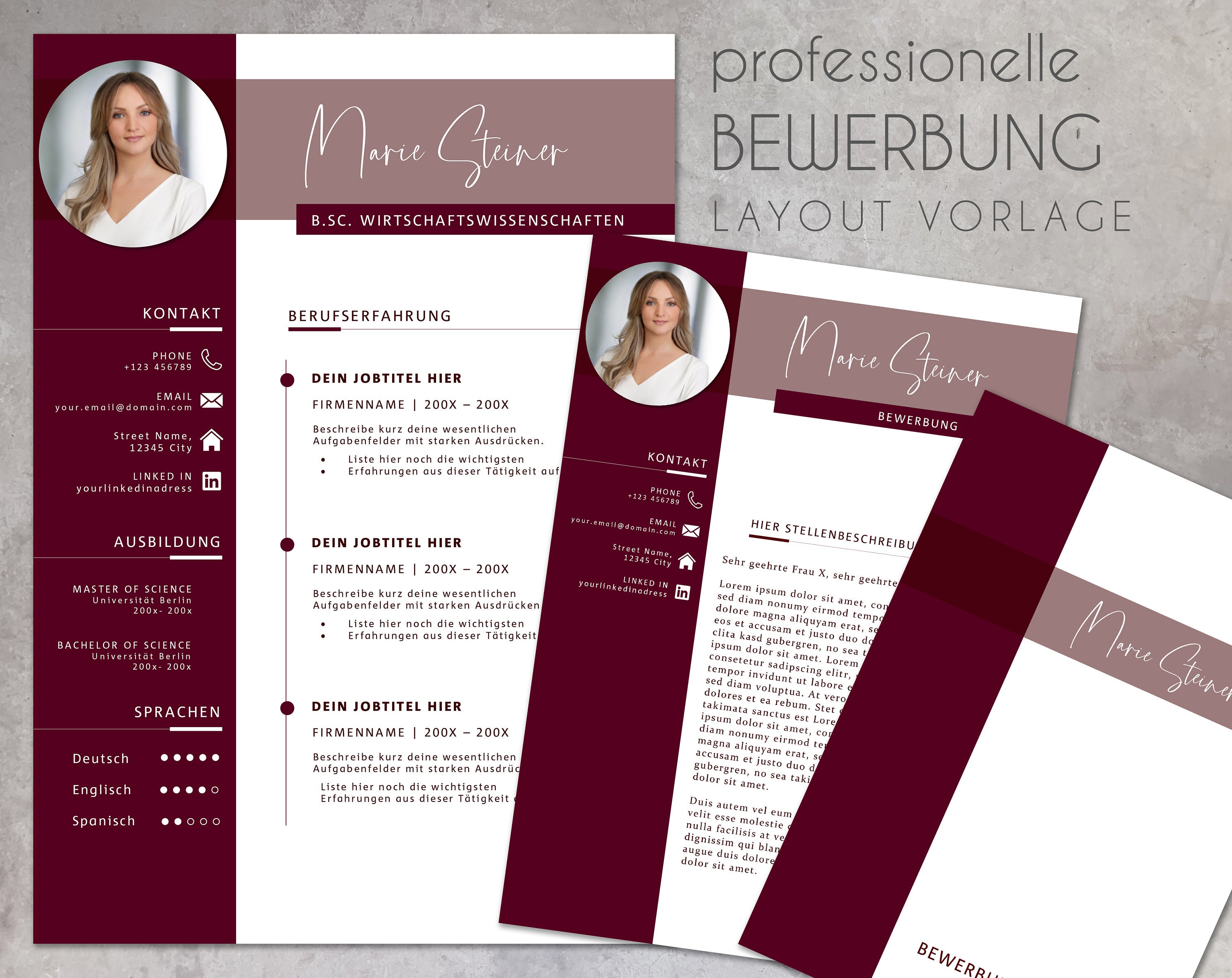 Bewerbungsvorlage Professionelle Lebenslauf Vorlage Für Word - Etsy