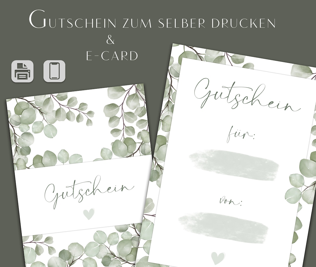 Gutschein Karte minimalistisch, DIY Geschenk-Vorlage, editierbarer