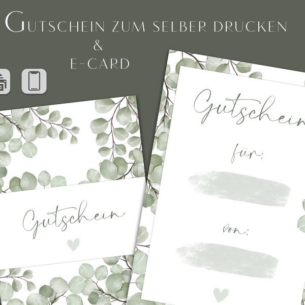 Gutschein Karte minimalistisch, DIY Geschenk-Vorlage, editierbarer Geschenkgutschein, deutsch Download, druckbare Geschenkkarte, Drucken