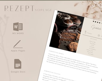 Recipe template MS Word, Apple Page, modern and easy to edit