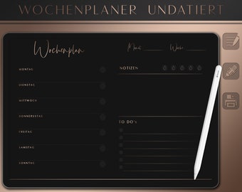 Single-sided weekly planner | Digital planner, Goodnotes planner, iPad planner, Notability, Dated digital planner, Digital calendar (German)