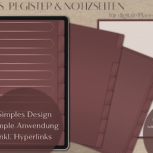 Índice y notas para agendas digitales | Agenda diaria burdeos, rojo y oro rosa | Agenda | Goodnotes & Notability, ampliable, sencilla y limpia