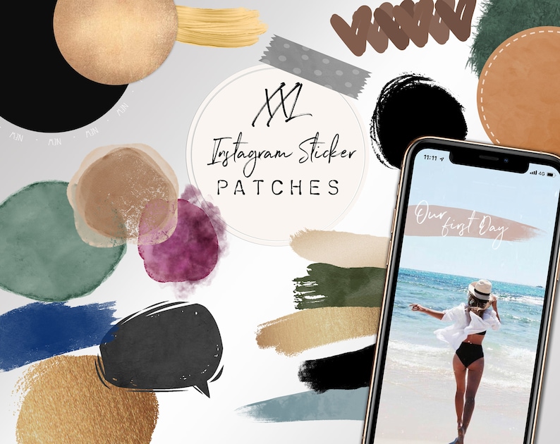130+ Instagram Story Sticker Patches XXL | Brush Strokes | Colors - Etsy