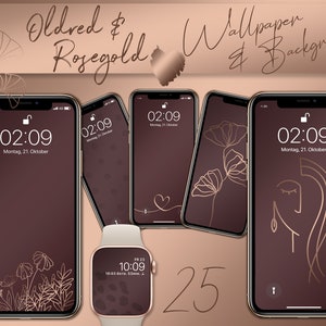 Oltre 25 sfondi e sfondi in oro oldred e rosa | Iphone | | Apple Watch | Funzione Instagram | Proprietà Bohostyle | Si adatta agli adesivi della storia rosegold