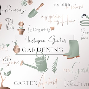 Instagram Story Sticker Gardening Garden Rosegold | 70+ Clipart PNG german Plants Organic Eco Nature