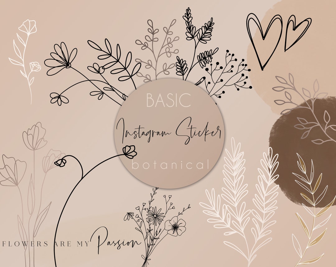 Instagram Story Sticker Flowers Fine Line Botanicals | 80+ Spring ...