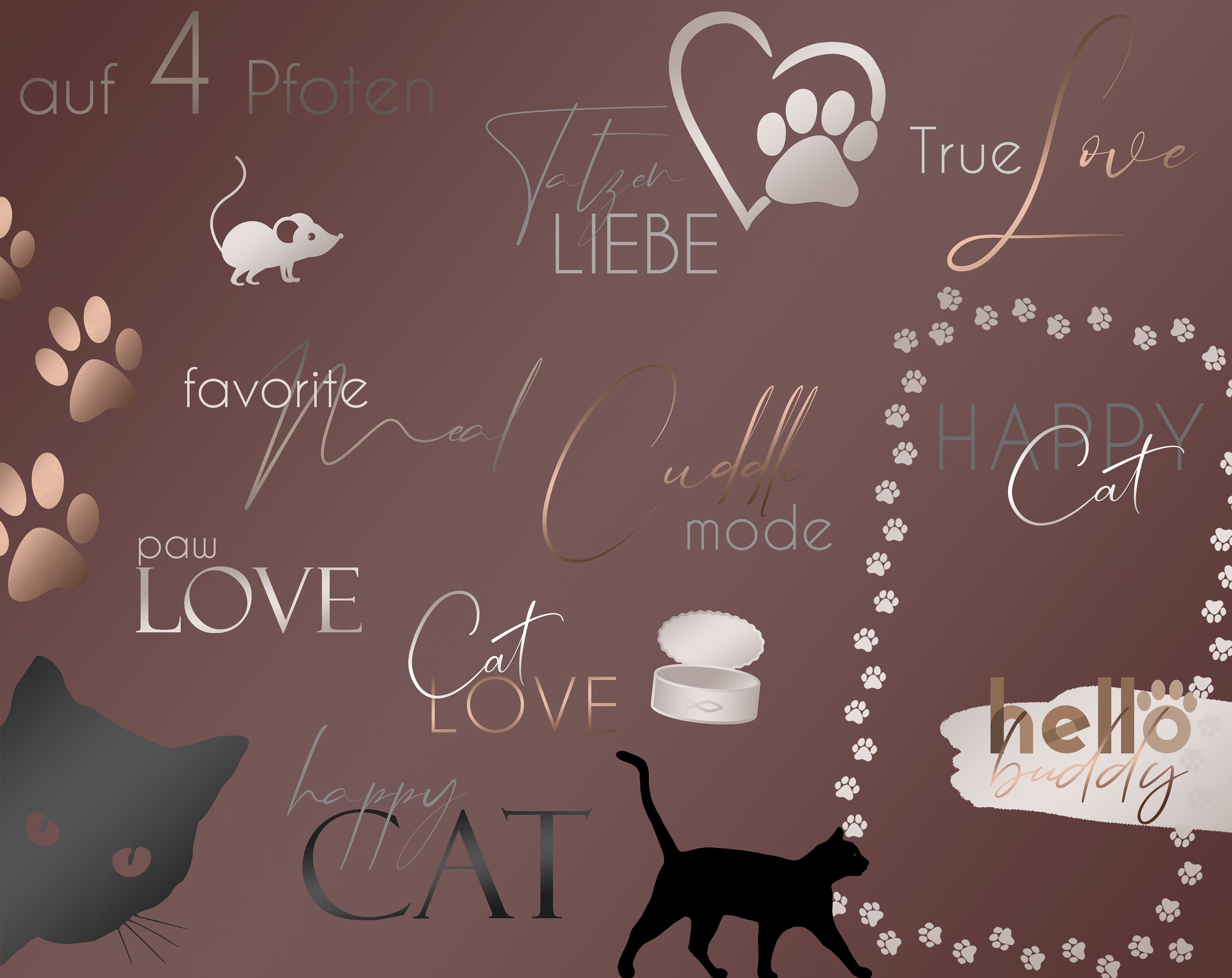 100+ Instagram Sticker Cat | Rose Gold | Pets | Story Sticker | Clipart ...