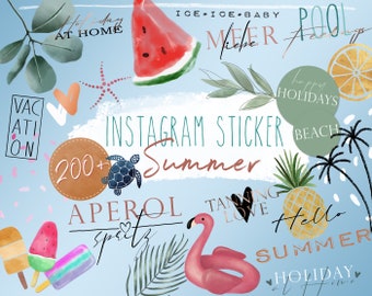 220+ XXL Summer Instagram stickers | boho style | Tropical | Instagram story stickers | summer | Beach | Vacation | Fashion | work