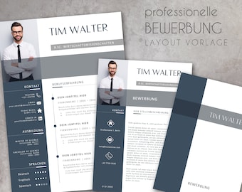 May include: A professional resume template with a blue and white color scheme. The template includes sections for contact information, work experience, education, and skills. The text "TIM WALTER" is at the top of the page.