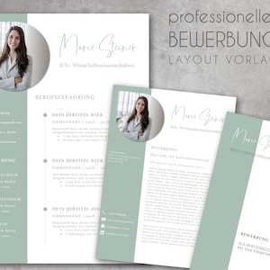 Plantilla de CV, plantilla de CV profesional para Word, moderna y sencilla, diseño, plantilla de CV, descarga instantánea, verde menta alemán.