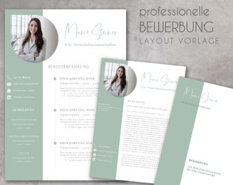 Resume template, professional resume template for Word, modern simple, layout, design, CV template, instant download German mint green