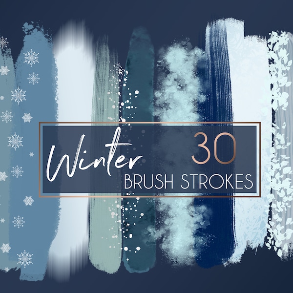 30 Pinselstriche - Brushstrokes - Winter- Gold - Brushes - Patches - Pinselstrich - Digital - Clipart - christmas - Winter