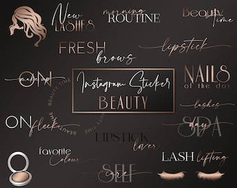 100+ Instagram Story Stickers Beauty | Instagram Stickers Beauty Lashes | Hair| Cosmetic| Clipart | Lipstick| Makeup | Everyday Nails rose gold