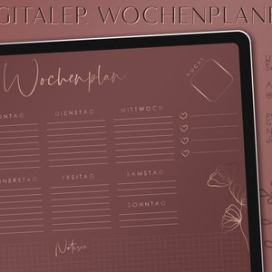 Digital weekly planner, daily planner, rose gold | Planner | Goodnotes & Notability endless desk pad, to-do list, meal plan, iPad